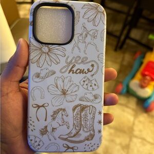 Western-Themed Phone Case - White and Brown